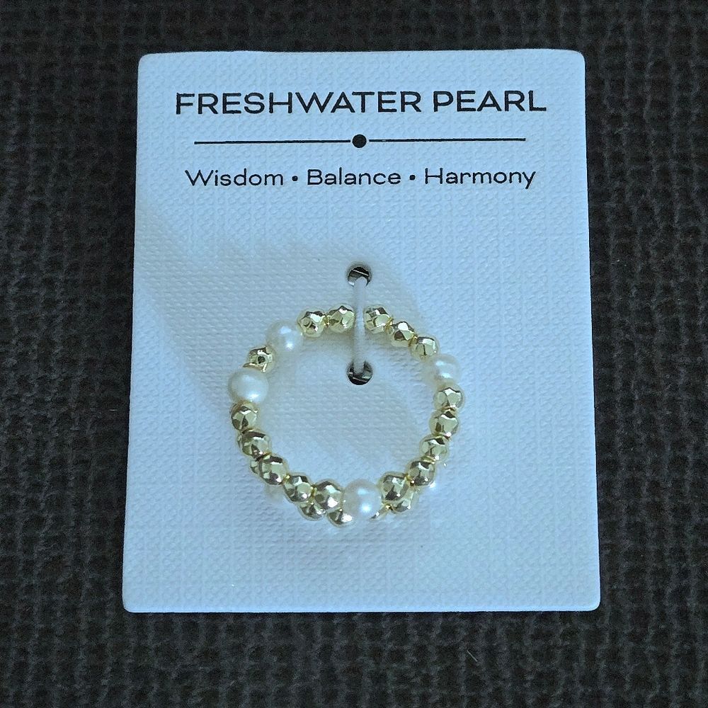 Freshwater Pearls and Gold💛 Hematite Beads Adjustable Wrap Ring💍 - NWT - Picture 5 of 16